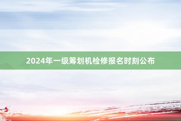 2024年一级筹划机检修报名时刻公布
